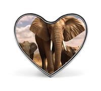 Elephant Family Badges Heart with Button Design, Personalized Picture Pin Brooches, Heart Badge Holders for Decorate Hat Shirt Clothing Bag Accessories