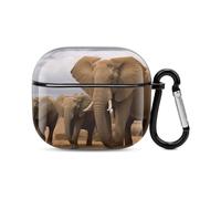 Elephant Family Bluetooth Earbuds Case Cover Full Body Shockproof Protection Hard Case Support Wireless Charging with Keychain Personalized Gift for AirPods 3