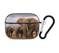 Elephant Family Earbuds Organizer Shockproof Protective Airpods Pro Cover with Carabiner Clip Anti Fall Carrying Earphone Case Cover for Airpods Pro 2nd Generation Black
