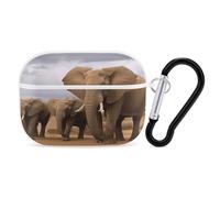 Elephant Family Earbuds Organizer Shockproof Protective Airpods Pro Cover with Carabiner Clip Anti Fall Carrying Earphone Case Cover for Airpods Pro 2nd Generation White