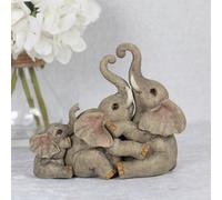 Adorable Grey Resin Elephant Family Ornament - 12.5cm x 14cm (1 Pc.) - Charming Rustic Design, Durable Handcrafted Decor, Nature-inspired Gift - Ideal for Home Accessory