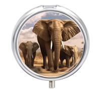 Elephant Family Pill Box Mini Pill Case Pocket Pill Case for Men Travel Pill Box Cute Pill Organizer 3 Compartment Medicine Pill Organizer Pill Container Pill Holder