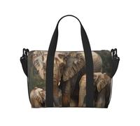 Elephant Family Print Travel Duffel Bag, Lightweight Water-Resistant Weekender Spacious Gym & Travel Bag for Men, Women & Teens