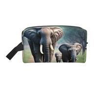 Elephant Family Print Travel Toiletry Bag - Cosmetic Makeup Pouch for Men and Women, Portable Organizer for Daily Use, White, One Size