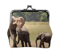 Elephant Family - Print Women's Compact Coin Purse with Lock Waterproof for Travel Gifts
