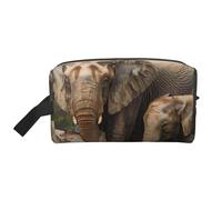 Elephant Family Printed Cosmetic Case with Handle, Lightweight Compact Storage for Makeup, Toiletries & Gadgets, Make up Organiser for Travel, School, Work