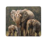 Elephant Family Printed Gaming Mouse Pad 12x10 Inches, Non-Slip Rubber Base Laptop Mousepad Desk Mat with Stitched Edges for Gamer, Office, Home