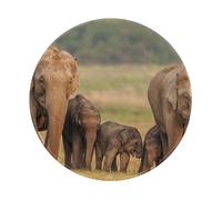 Elephant Family Printed Gaming Mouse Pad 4 PCS, Round Non-Slip Rubber Base Laptop Mousepad Desk Mat for Gamer, Office, Home