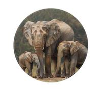Elephant Family Printed Gaming Mouse Pad 4 PCS, Round Non-Slip Rubber Base Laptop Mousepad Desk Mat for Gamer, Office, Home