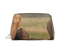 Elephant Family Printed Small Makeup Bag Portable Leather Make up Bag Travel Zipper Cosmetic Bags Organizer for Women