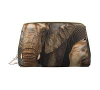 Elephant Family Printed Small Makeup Bag Portable Leather Make up Bag Travel Zipper Cosmetic Bags Organizer for Women