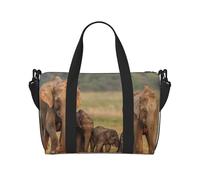 Elephant Family Printed Travel Bag Duffle Bag for Men Women, Large Water Resistant Gym Bag Weekend Holdall Bag with Shoulder Strap