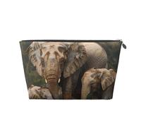Elephant Family Printed Travel Cosmetic Bags with Silver Zipper Makeup Organizer Cosmetic Case Toiletry Bag for Women Mom Girls
