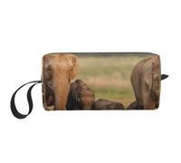 Elephant Family Printed Travel Makeup Bag Portable Cosmetic Bag Makeup Case Toiletry Handbag Organiser for Women