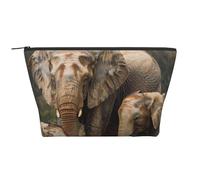 Elephant Family Printed Travel Makeup Bag Trapeze Cosmetic Bag Makeup Case Toiletry Bag Organiser for Women