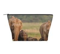 Elephant Family Printed Travel Makeup Bag Trapeze Cosmetic Bag Makeup Case Toiletry Bag Organiser for Women