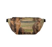 Elephant Family Printed Waist Bag Adjustable Bum Bag Lightweight Travel Waist Fanny Pack Belt for Walking Cycling Hiking Travel