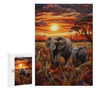 Elephant Family Sunset Safari Puzzle 1000 Teile Schwer Puzzle Spielzeug Lernspiel Impossible Herausforderungsspielzeug Für Erwachsene Kinder 300 PCS