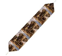 Elephant Family Table Runner for Dining Table, Short Plush Runners Washable & Durable Tablerunner Modern Home Decor for Wedding, Kitchen, Holiday 178*33cm