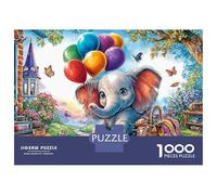 Elephant Fantasy 1000 PC Recycled Cardboard Jigsaws with Balloons Garden Art Educational Game Decompression for Adults Wall Decoration Gift for Kids Adults 52x38cm/1000pcs