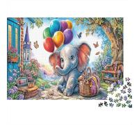 Elephant Fantasy 1000 Pieces Classic Jigsaw Puzzle for Adults All Ages Cute Baby Elephant Art Premium Cardboard Home Decor Wall Art Gift for Women At-home Relaxation Jigsaw 38x26cm/1000pcs