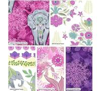 Elephant Festival by Sarah Payne 100% Organic Cotton 45x55cm Wide 5Pcs Fat Quarters Bundle for Quilting, Dressmaking, Patchwork