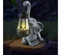 Elephant Figurine, Resin Elephant Ornaments with Solar Lanterns,25.5cm Decorative Elephant Outdoor Statues Figurines, Solar Elephant Sculptures for Garden Yard Decor,Good Luck Elephant gifts