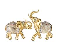 Elephant Figurine Statue - 1 Pair Resin Sculpture Auspicious Symbol Keepsake | Elephant Figurine Statuette for Home, Entryway, Farmhouse, Dining Room, Desk, Family, Friends