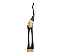 Elephant Figurine Statue Sculpture Ornament Decor With Raised Trunk Hollow Body Carved Details Crackle Finish Resin Craft Suitable for bookshelf sideboard entryway table, Black, A Style