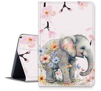 Elephant Floral Case for iPad Pro 11 inch (2024 Model, 5th Gen), Shockproof PU Leather Folding Adjustable Stand Case with Auto Sleep/Wake for 11" iPad Pro 5th Gen 2024