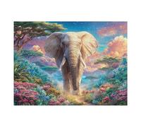 Elephant Floral Jungle 500 Piece Jigsaw Puzzle for Adults Winter Evening Activity Cozy Relaxation Detailed Artwork Ideal Housewarming Gift 500 PCS
