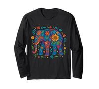 Elephant Floral Pattern Tee Spirit Animal Mandala Elephant Long Sleeve T-Shirt