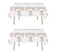 Elephant Floral Table Cloth, 180 x 110 cm, Pink Elephant Birthday Party Table Cloth's, Pack of 2, Baby Shower Party Decoration