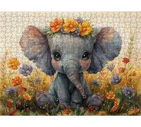 Elephant Flower Puzzle - 5000 Piece Jigsaw Puzzles for Adults - The Back Features Printed Letter Guides - The Pieces fit Together Snugly - Wooden Puzzles for Adults - Gifts Man 61.6 X 41.5 In s7h-680