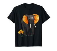 Elephant Flowers Artwork - Animal Africa Art Elephant T-Shirt
