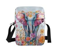 Elephant Flowers Coloerful mens messenger bag crossbody men's shoulder bag Cross Body Purse Adjustable Strap for Travel Casual