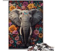Elephant Flowers Jigsaw Puzzles for Adults 1000, Family Entertainment Toys Is Ideal As A Gift for The Whole Family (50x75cm)