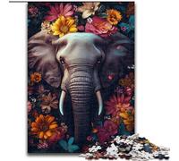 Elephant Flowers Puzzles for Teenagers 1000 Pieces, Stress Reliever Staycation Kill Time Parent-child Interaction (26x38cm)