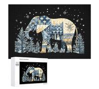 Elephant Forests Wooden Puzzle Letter on Back Adults Difficult Jigsaw Puzzles for Home Decor Birthday Gift