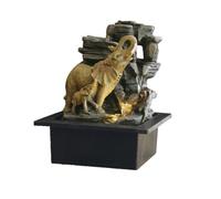 Elephant Fortuna Indoor Tabletop Water Fountain with LED Light, USB Resin Elephant Family Water Feature with Rock Waterfall for Home, Office, Bedroom, Meditation & Good Luck Décor, 25cm