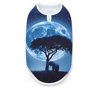 Elephant Full Moon Print Dog Shirts Pet Clothes Sleeveless Tank Top for Small Puppy and Cats