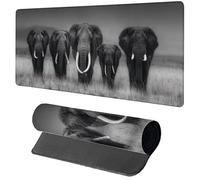 Elephant Gaming Mouse Mat 600x300x3mm, Black Mouse Pad Large, Desk Mat with Stitched Edge, Mousepad with Non-Slip Rubber Base, Office Accessories, Keyboard Pad, for PC, Gaming, Desk Accessories 0-9139