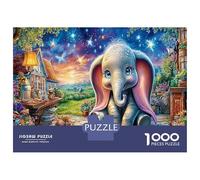 Elephant Garden 1000Pieces JigsawPuzzleElephant Village Path KidsforAdult Challenging Brainteasing Age12+byth HomeDecoration Uncover The Puzzle 52x38cm/1000pcs