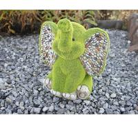 Elephant Garden Ornament Flocked Grass Stone Effect Statue Animal Artificial