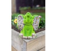 Elephant Garden Ornament Stone Effect Flocked Grass Statue Animal Outdoor Moss