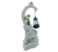 Elephant Garden Statues, Elephant Figurines, Solar Led Light Ornaments With Gnome For Patio Balcony Lawn Table Front Yard Backyard Landscape