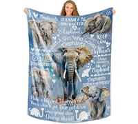 Elephant Gifts for Women, Just A Girl Who Loves Elephants, Throw Blanket for Sister, Daughter, Coworkers, Friends, Blue, 50x65 Inches