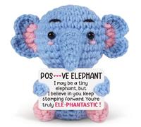 Elephant Gifts for Women Men Mini Funny Handmade Positive Emotional Uplifting Support Funny Cute Elephant Crochet Inspirational Gifts for Her Him Friend Sister Coworkers Colleges Graduation Birthday