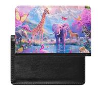 Elephant Giraffe Flamingo Butterfly Funny Passport Holder for Travel Wallet Cover Document Organizer with Card Slot