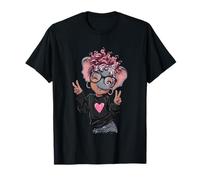 Elephant Girl Winking Double Peace Sign Kawaii Pop Graphic T-Shirt